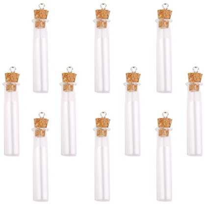 10pcs Glas Kork Flasche Langen Zylinder Glaeser Flaeschchen Wollen Flaschen Anhaenger