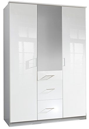 Wimex Kleiderschrank/ Drehtürenschrank Clack, (B/H/T) 135 x 198 x 58 cm, Weiß/ Absetzung Weiß