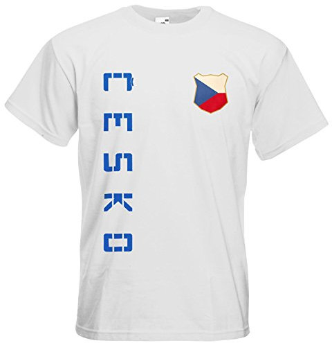 Tschechien Cesko T-Shirt Name Nummer Fanshirt Trikot EM-2021 Weiß XXL
