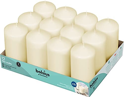 Bolsius Pillar Candles Ivory Tray 12