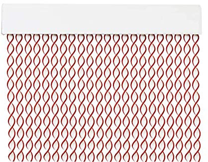 Cortina para Puerta Tiras PVC 200x90cm,Cortina para Puerta Exterior,10 Color (Blanco+Filo Granate R6)
