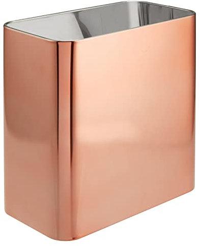 mDesign Kleiner Metall-Abfalleimer für Badezimmer, Mini-Mülleimer für Haupt- oder Gästebad, Schlafzimmer, Garage, Waschküche oder Spielzimmer, 9 l, Roségold