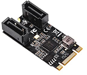 IO Crest M.2 22x42 to SATA III 2 Ports Adapter Card (Jmicro Chipset), Add Two SATA 3.0 Devices to Any M.2 2242 Slot