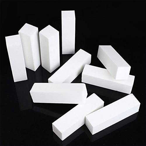 VOARGE 10 bloques de lija, color blanco, lima de uñas, bloque pulidor profesional de uñas, bloque de corindón, lima de uñas, herramienta de manicura