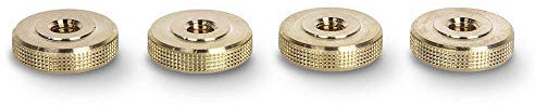 PrecisionGeek Dado Zigrinato in Ottone M6 x 5 mm – Adattatore Femmina per Rotella Zigrinata – Dado di Bloccaggio di Alta Precisione – Set da 4 Pezzi