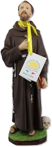 Religiose Statue von St. Franz d'Assisi aus Kunstharz, Höhe 40 cm, handbemalt.