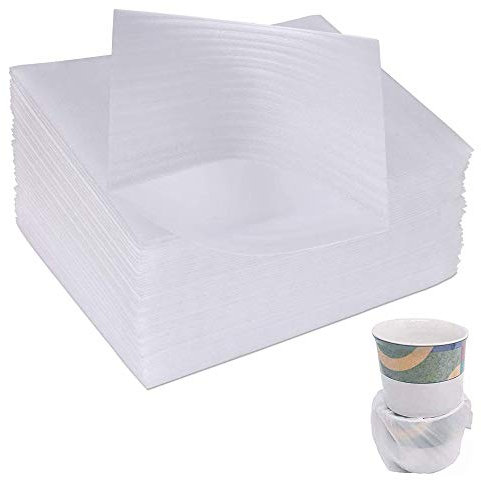 50 Stück Luftpolsterfolie, Beutel Schaumfolie, Wasserdicht Verdicken EPE Stoßfeste Schaumfolie Luftpolster für Geschirr, Gläser, Porzellan, Teller, Glas, Tassen (Weiß)