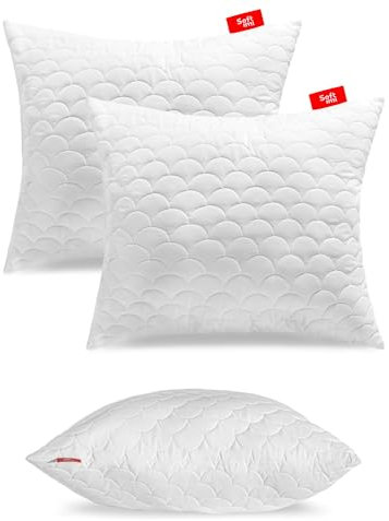 Softimi Gestepptes Premium Kissen 2er Set 60x80 cm Antiallergisch - Anti-Milbe - Geruchlos sofort verwendbar - Mit Härteeinstellung (2er Set 60x80 cm)