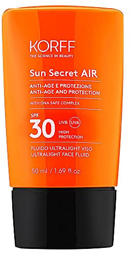 Korff Korff Sun Secret Air Ultraleicht Gesicht SPF30 Feuchtigkeitsspendend und Anti-Aging, Ultraleichte Textur, hoher Schutz, 50 ml - 30 g