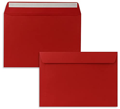 25x Briefumschläge DIN C5 Rosenrot (Rot) - 16,2 x 22,9 cm - Haftklebung - Edle Kuverts für große Einladungen und Karten zum Geburtstag oder Hochzeit