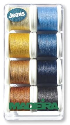 Madeira Aerofil Extra Forte n. 35 – Kit 8 Rocchetti da 100m – Filo da Cucito per Jeans, Pelle, Bottoni e Impunture Decorative – Codice 8005