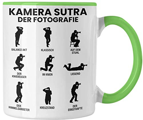 Trendation - Fotograf Tasse Zubehör Fotografie Geschenk Fotografieren Kaffeetasse Geschenkideen Lustiger Spruch Kamera Sutra (Grün)