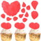 Lot de 50 décorations comestibles pour cupcakes en forme de pétales de rose pour la Saint-Valentin, mariage, fiançailles, fête prénuptiale, fête d'anniversaire