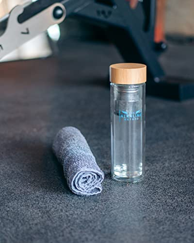 The Alkaline Method Glass go Alkaline Water Filter Bottle, Increase pH, Anti Oxidant, Anti Bacterial, Reduce Fluoride, Remove Heavy Metals & Chlorine, Portable pH Glass Water Bottle With Bamboo Lid