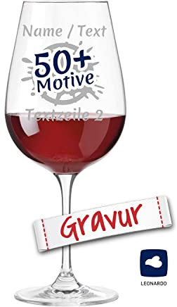 LEONARDO Rotwein Weinglas mit Gravur personalisiert/Namen, Rotweinglas graviert als Geschenk zum Geburtstag Jahrestag Hochzeit Verlobung (TIVOLI, 700 ml)