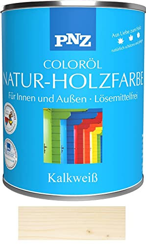 PNZ Natur-Holzfarbe Coloröl Holzschutz von Gartenwelt Riegelsberger Holzlasur UV-Schutz Premiumklasse Kalkweiß 0,75 Liter