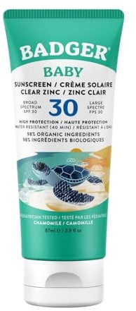 Badger Sunscreen Cream Baby, Clear Zinc - Sonnencreme - Sonnenschutzcreme - Sonnenschutz für Babys - für empfindliche Haut - 720406