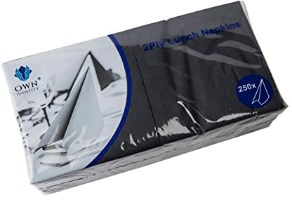 We Can Source It Ltd – Black 33cm 2-Ply Lunch Napkins – Absorbent Paper Napkins with 4-Fold Square Design – Ideal for Catering, and Events – Strong and Disposable 2000 Napkin (8 Pack)