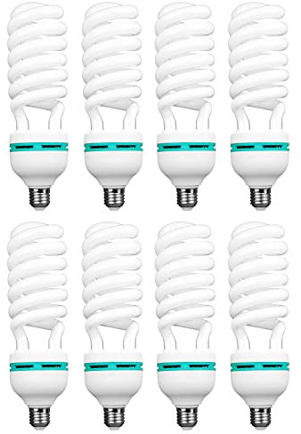BOLLUMA 8 x 50w = 135W Fotolampe 5500K E27 Fotoleuchte Tageslicht Spirallampe Energiesparlamp Spiral Tageslichtlampe Beleuchtung für Fotostudio Fotografie Softbox