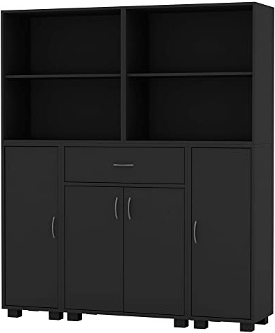 Large Tall Freestanding Bookcase Bookshelf Shelving Cupboard Display Unit for Living Room Home Office Bedroom (Black)