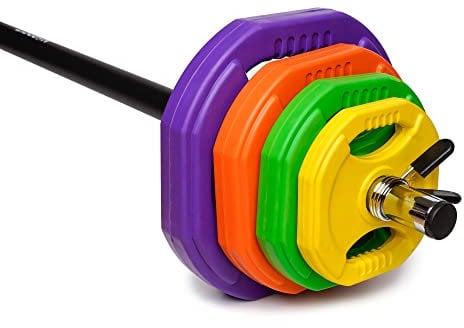 NORDFIT - 40kg Barbell Weights Set - Ideal Studio Pump Weights - Barbell Set for Home Exercise - Professional Adjustable Barbell & Weights - Strength Training Equipment (40kg Rubber Weights Set)