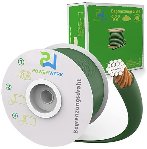 PowerWERK® 250m Begrenzungskabel + 750 Erdspieße für Mähroboter Rasenmäher Rasenroboter Zubehör SET Begrenzungsdraht für Suchkabel - kompatibel mit GARDENA/BOSCH/HUSQVARNA/WORX/HONDA uvm.