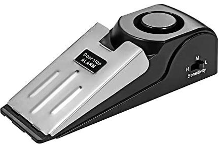 Door Stop Alarm, Adjustable Sensitivity Door Wedge Alarm, Door Stopper with 120DB Security Alarm, Security Stopper Alarm for Traveling, Apartment, Hotel and Home (Battery not Include)