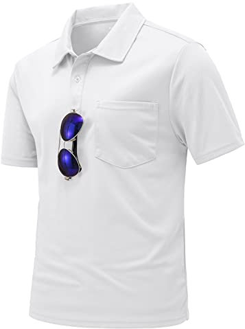 donhobo Poloshirt Herren Kurzarm Atmungsaktives Golf-Polo-Hemd Summer Poloshirts Männer T-Shirts Casual Sport Shirt Regular Fit Golf Tennis (Weiß, L)