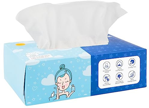 Orighty Disposable Face Towel, Biodegradable Clean Facial Towels, Super Soft Makeup Remover Wipes, Absorbent Facial Wash Cloth for Makeup Removing, Facial Cleansing, Nursing, Outdoor, 100 ct, 1 Pack