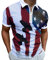 Patriotisches Hemd der amerikanischen Flagge der Männer für Männer 4. Juli Muskel-Umlegekragen-Hemden Slim Fit Kurzarm 3D-Druck -Reißverschluss-T-Shirts Weiche T-Shirts Herren Hemd Body Fit 45