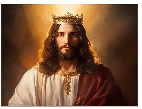 SHYAMIC Arte de pared Lienzo Pintura de Jesús Imagen Oro rosado Motivacional Pared Arte Salon Habitación Hogar Decoracion Cristiano Regalos Dios Jesús Poster - 20x30 cm Sin marco