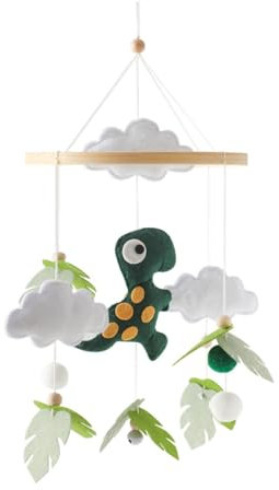 Mobile Baby Mobile Babybett aus Filz mit 3D Dinosaurier, Baby Mobile für Bett zum Aufhängen, Tiere Baby Mobile Wickeltisch Geschenk für Neugeborenen Kinder Jungen Mädchen (Dunkelgrüner Dinosaurier)