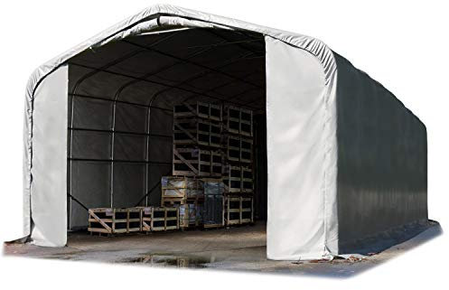 TOOLPORT Lagerzelt 6x36 m Zelthalle / 4 m Seitenhöhe PVC Plane 2300 N grau mit Statik (Betonuntergrund)