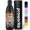 PROWORKS Botellas de Agua Deportivas de Acero Inoxidable Cantimplora Termo, Doble Aislamiento 12 Horas Caliente y 24 Horas Frío 1L - Toda Salpicadura de Pintura Negra - León