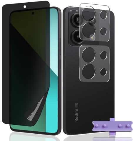 Teenrpov 1+2 Piezas para Xiaomi Poco X6 Pro Privacidad Protector de Pantalla TPU + Poco X6 Pro Protector de Lente cámara, Protector Lente Anti-Espía Protectora para Xiaomi Poco X6 Pro
