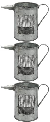 3 verzinkte Gießkannen - 3er Set - dekorative kleine Gießkannen - Basteln und Heimdekoration (Silber, ca.11,5 x 6,2 x 8,4 cm) Zink zum bepflanzen