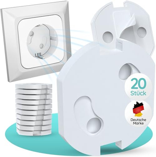 Kindersicherung Steckdose – 20x Steckdosenschutz Kindersicherung mit Drehmechanik, Starke Klebekraft, Sicherer Steckdosen Schutz für Babys & Kinder, Einfache Steckdosensicherung Weiß von Homery