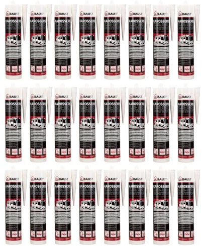 dubaust Mastic d’assemblage et colle étanche pour voiture, camping-car, intérieur + extérieur, résistant aux UV, adhérence sur tous les supports, mastic pour carrosserie et caravane, 290 ml, cartouche