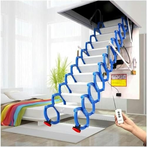 Generic Attic Access Concertina Loft Ladder Alloy Ceiling Folding Stairs Telescopic Pull Down Ladder Indoor-1pc