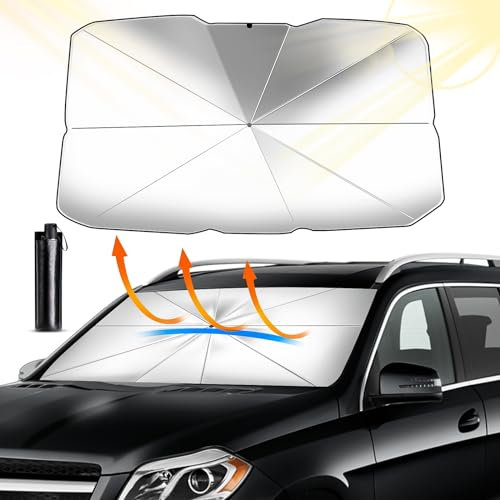 D-Lumina Parasol Coche Delantero,Parasol Accesorios Coche Delantero Plegable,con Anti UV Rayos, Fácil de Instalary Almacenar, para Mayoría de Coches, SUV, Camiones (S-125×65cm)