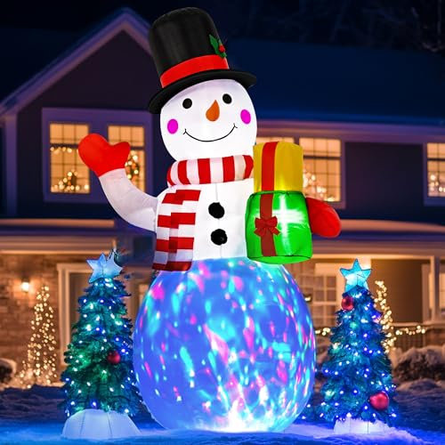Solpex Weihnachten aufblasbare Dekoration, 180cm/6Ft Multicolour LED Lichter Schneemann Dekoration, geeignet für Außen Weihnachtsfeier, Garten, Rasen, Terrasse Dekoration.