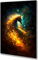 UVTECHPRINT Glasbild Wandbild Heimdekoration 60x90 cm Wohnzimmer Kunstdruck Bilder auf Glas Tiere Pferd Abstrakt Schwarz Gold Sterne