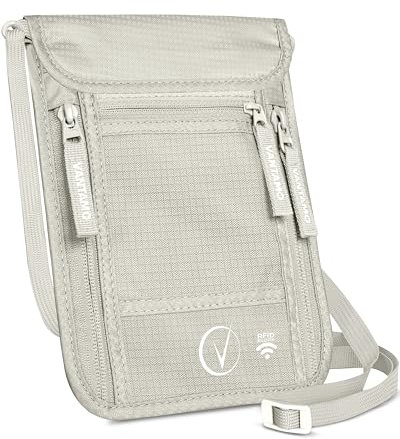 Vantamo Umhängeetui und Reisepasshülle, RFID-geschützt, Reisepasshülle für Damen und Herren, Wolkengrau