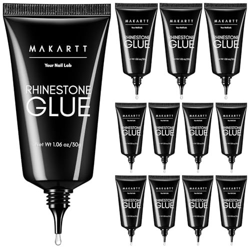 Makartt 12 Stück 3D Gel Nail Art Strass Kleber für Nägel - 30g Professionelle Nagelkleber Gel, Super Adhesive Rhinestone Glue Nail Charms Nägel Charms unter einer UV-/LED-Lampe