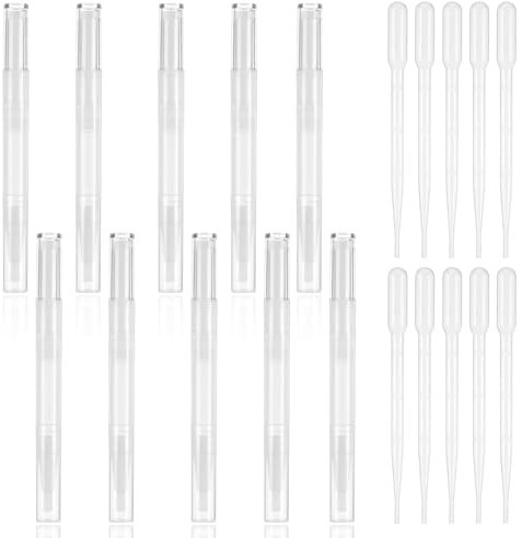 20Pcs 3ml Empty Cuticle Oil Pen with 10 Pcs Transfer Pipettes, Transparent Nail Oil Twist Pens with Brush Tip Cosmetic Container Applicators Pen Applicators for Nail Oil, Eyelash Growth Liquid