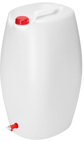 Garronda Wasserkanister mit Hahn BPA-frei Lebensmittelecht Wasserkanister Camping Kanister mit Zapfhahn Kanister 60L Wassertank Camping Zubehör Outdoor 60L Weiß GD-0083