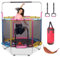 Dnkelar Trampolin, Gartentrampolin mit Sicherheitsnetz, Trampolin bis 100 KG belastbar, Durchmesser 140 cm Indoor-/Outdoortrampolin für Kinder