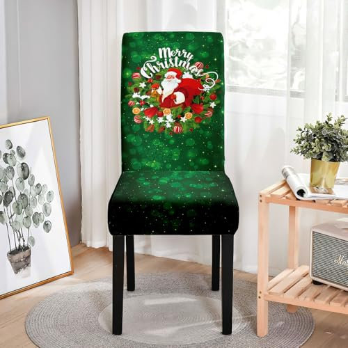 Stuhlhussen 6er Set Grüne Weihnachten Elastisch Universale Spandex Stuhlbezug Abnehmbare Waschbar Stuhlhussen Schwingstühle, Hussen Für Stühle,Stuhlbezüge ​Für Hotel, Küche