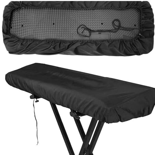 Funda para teclado de 61/88 teclas, tela Oxford negra, a prueba de polvo e impermeable, cubierta antipolvo para piano con cierre de cordón (61 teclas)