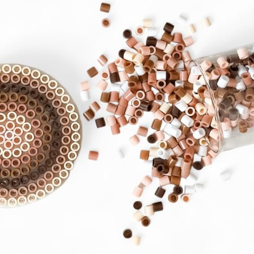 BIO XL Maxi Bügelperlen Set inklusive Steckplatte - Groß 10mm 1000 Stück - Pastell & Nude - für Kinder ab 3 Jahren - Steckperlen Ökologisch (BIO Nudies)